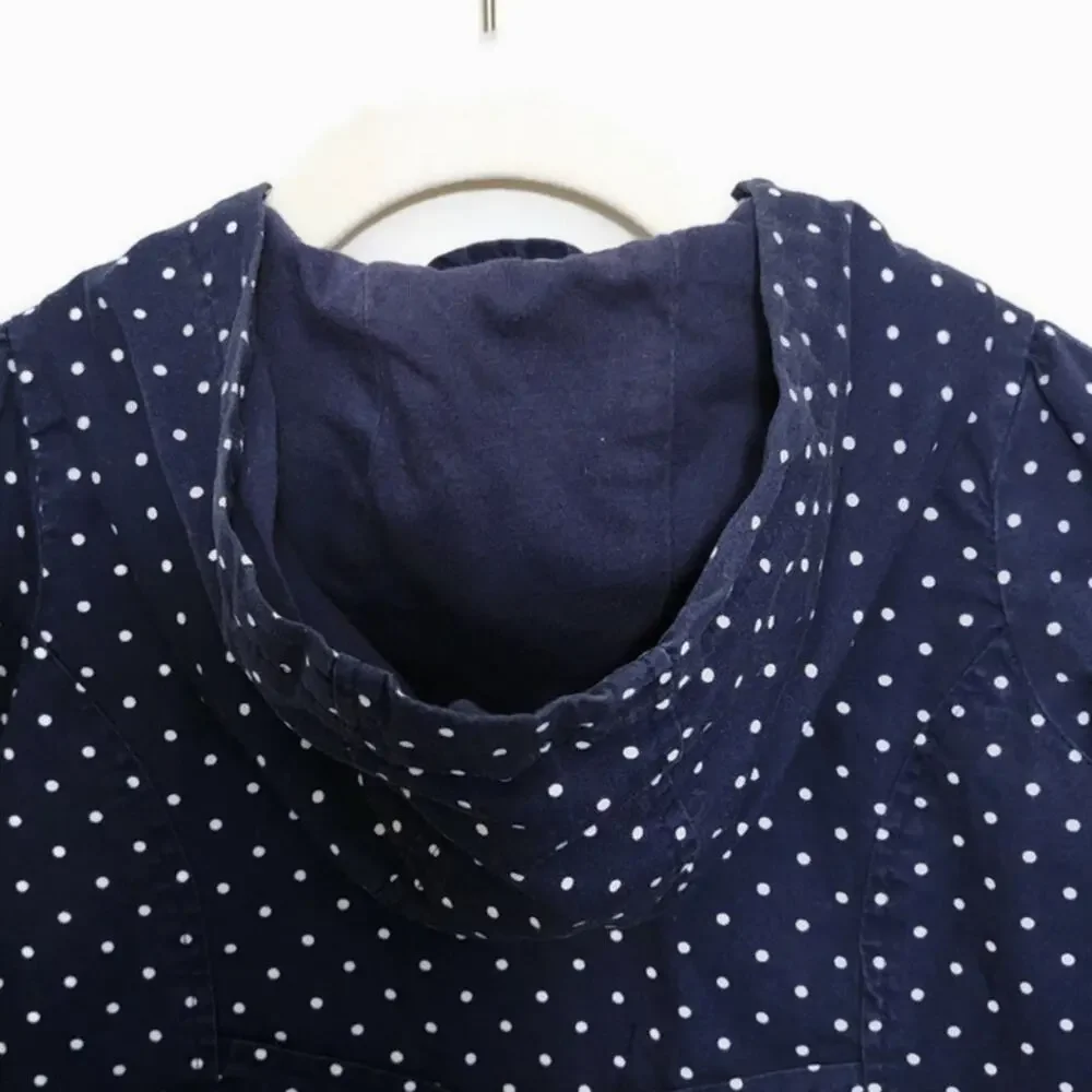 GYMBOREE Girls Polka Dot Zip Front Hooded Blue and White Cotton Jacket Size 2T